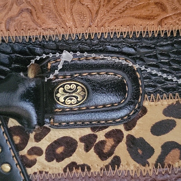 Genuine Leather Western Handbag Purse Animal Print Skin In Nice Condition - Picture 3 of 10